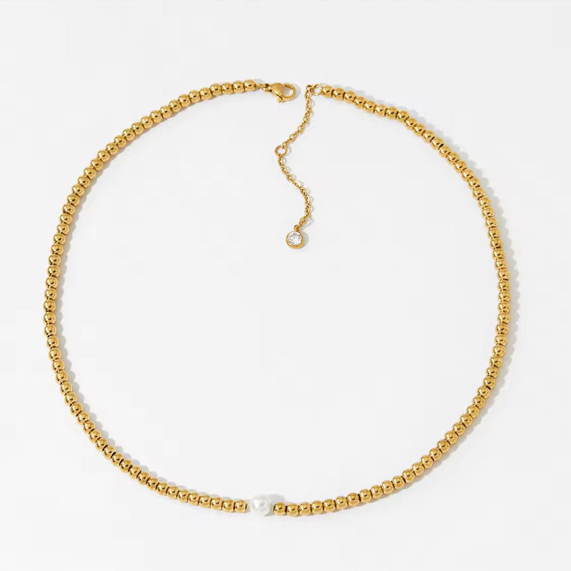 18K Gold Stainless Steel Beads Bracelet Fashion Necklace Freshwater Natural Pearl Necklace Factory Fashion Jewelry