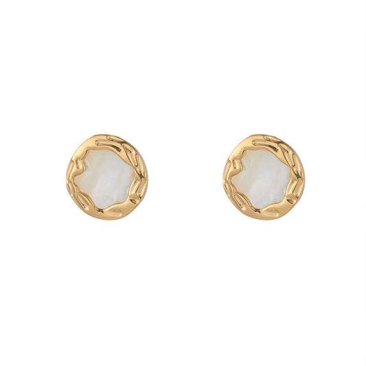 Fashion Design High Quality HypoallergenicWholesale Waterproof Stainless Steel PVD 18K Gold Plated Mother of Stud Earrings