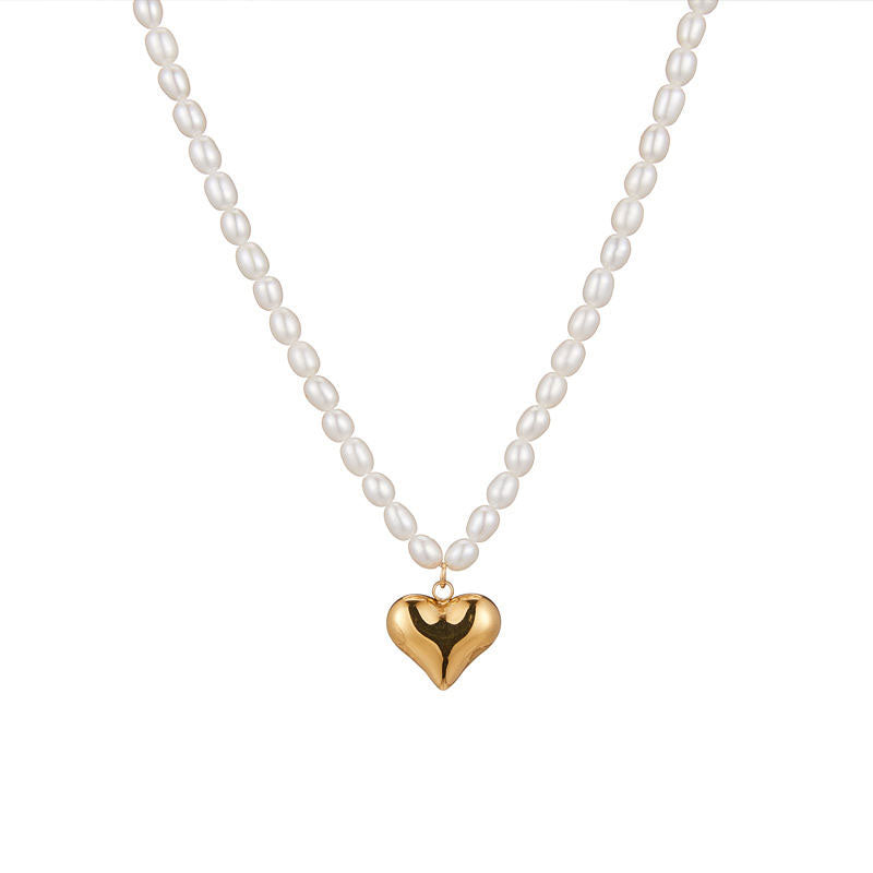 New Wholesale Tarnish Free Women Stainless Steel Fresh Water Pearl Trendy Charm Necklaces