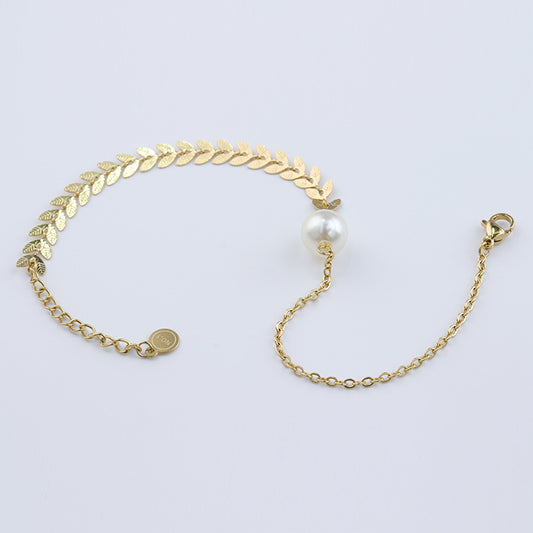 Elegant Korean Pearl Geometric Bracelet