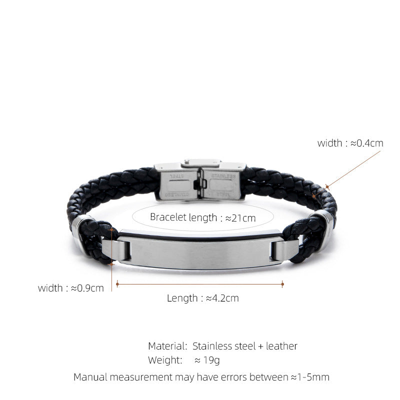 Leather & Steel Men's Bracelet